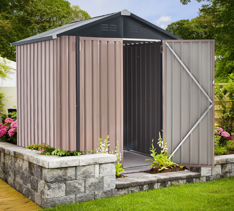 6' X 4' Outdoor Metal Storage Shed with Lockable Door for Backyard