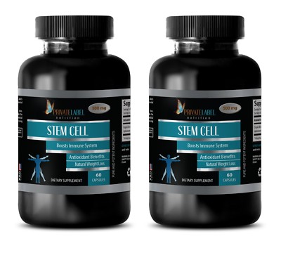 STEM CELL Supplement - Blue Green Algae Powder 500mg - 2 Bottles, 120 Capsules