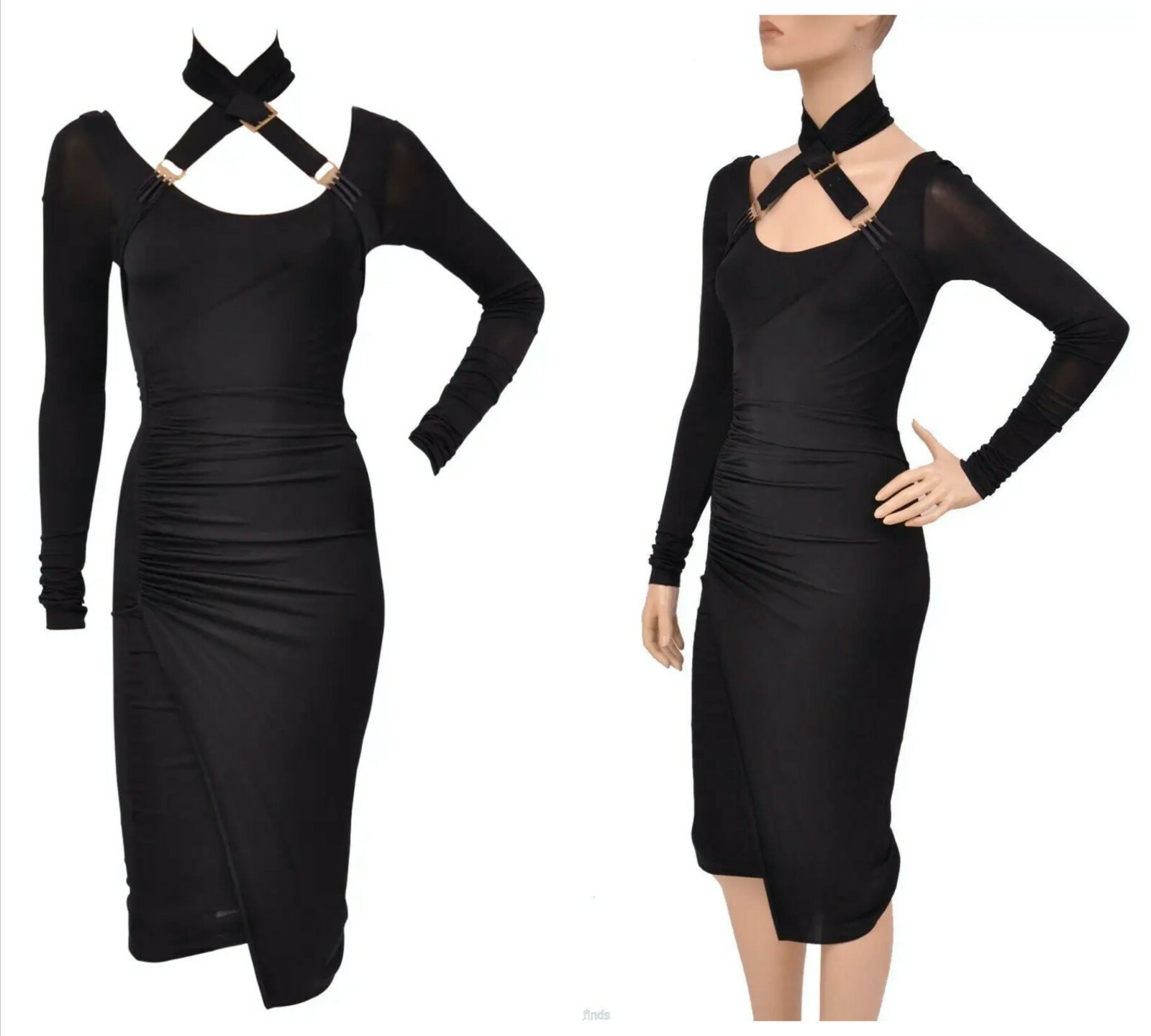 F/W 2003 Vintage Tom Ford for Gucci Black Bondage Dress 42