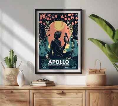 Apollo God Poster, Greek God Apollo, God of the Music, Sun and Light