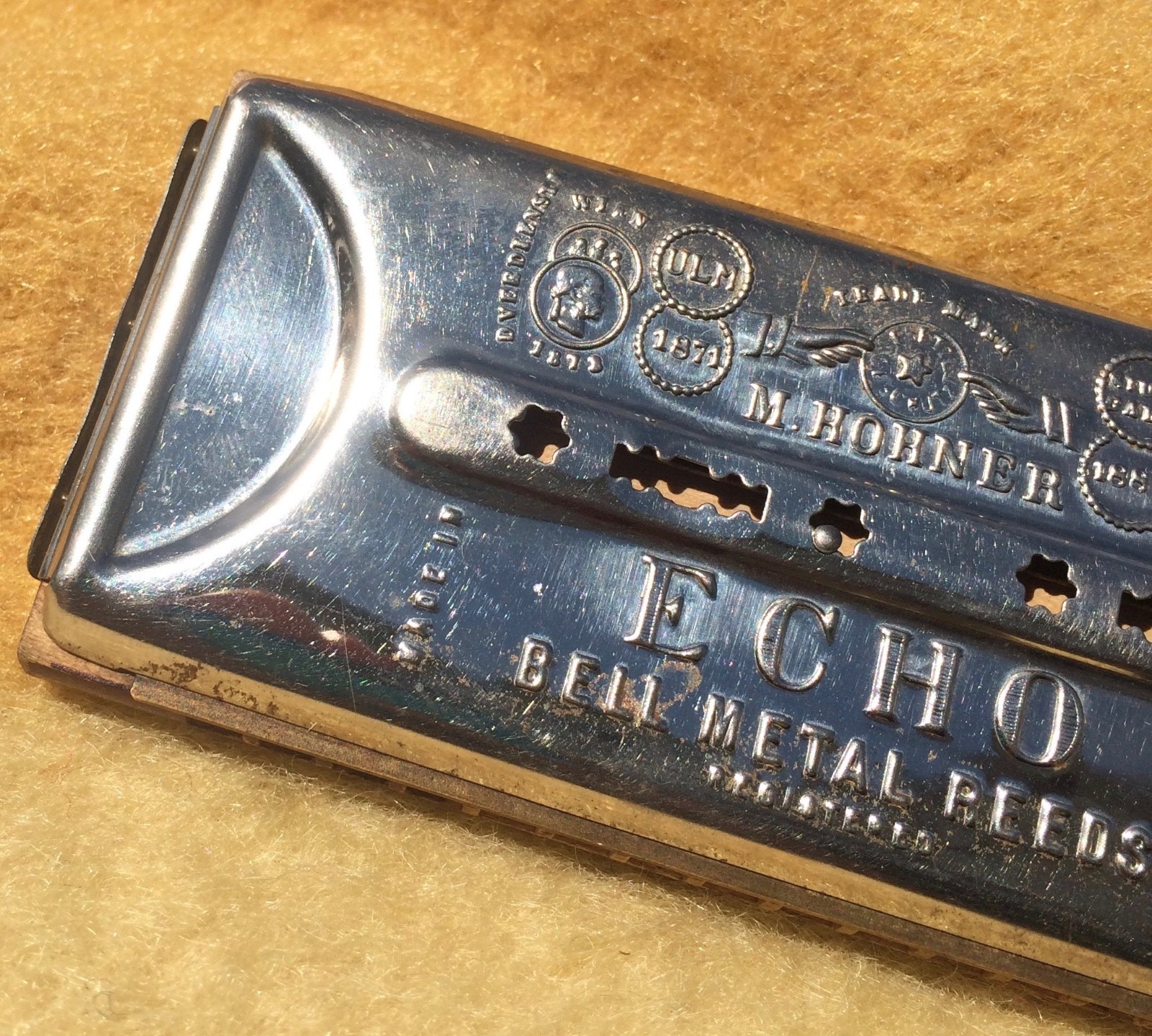Antique Vintage Hohner Harmonica Echo Bell Metal Reeds