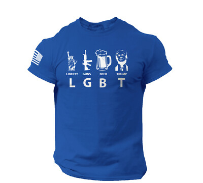 Men T Shirt Liberty Guns Beer Trump Funny 