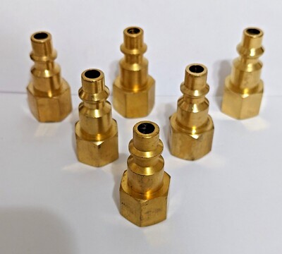 1/4'' NPT FEMALE BRASS COUPLER PLUG QUICK CONNECT AIR HOSE (QTY: 6) NOS
