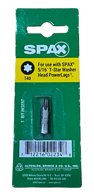 SPAX T-Star Plus T-40 Bit Insert 1'' for use with 5/16'' T-Star Washer Head Lags
