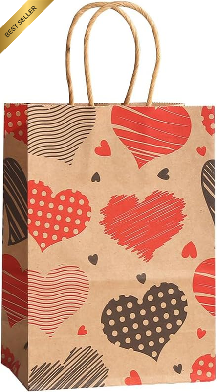 Pack of 12 Loot Bag, Kraft Paper Gift Bags with Handle, Party Favor Bags 15×21Cm