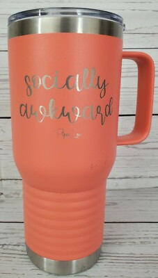 Piper Lou ''Socially Awkward'' 20 oz. Stainless Steel Coral Beverage Tumbler - NEW