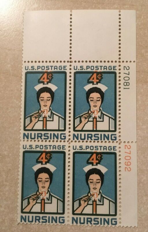 #1190 4 Cent Nursing Color Shift Up Plate Block Of 4 Mnh Og