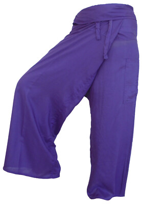 Purple Thai Fisherman Pants: Lightweight, Contemporary Unisex Trousers yoga