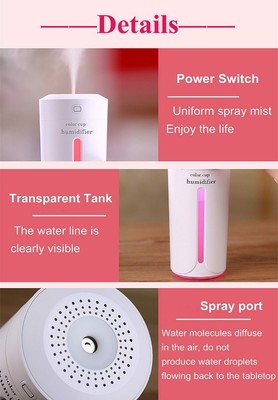 230ML Ultrasonic Air Humidifier USB Mini Desktop Color Light
