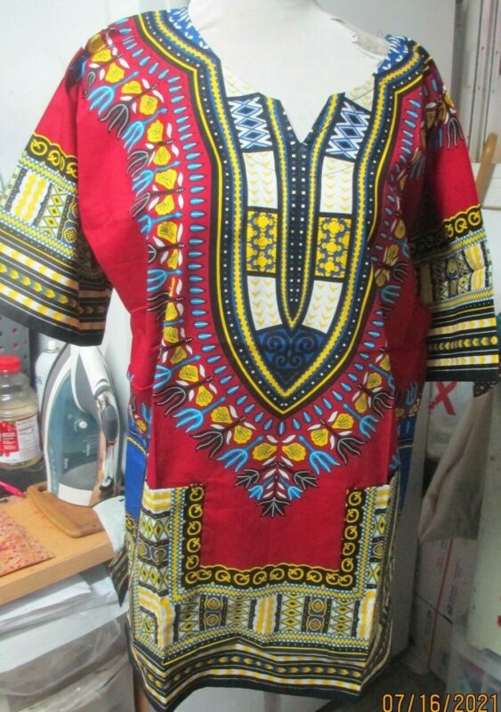 African Shirt Dashiki Print Men Women Succunct Hippie Top Blouse XL 56