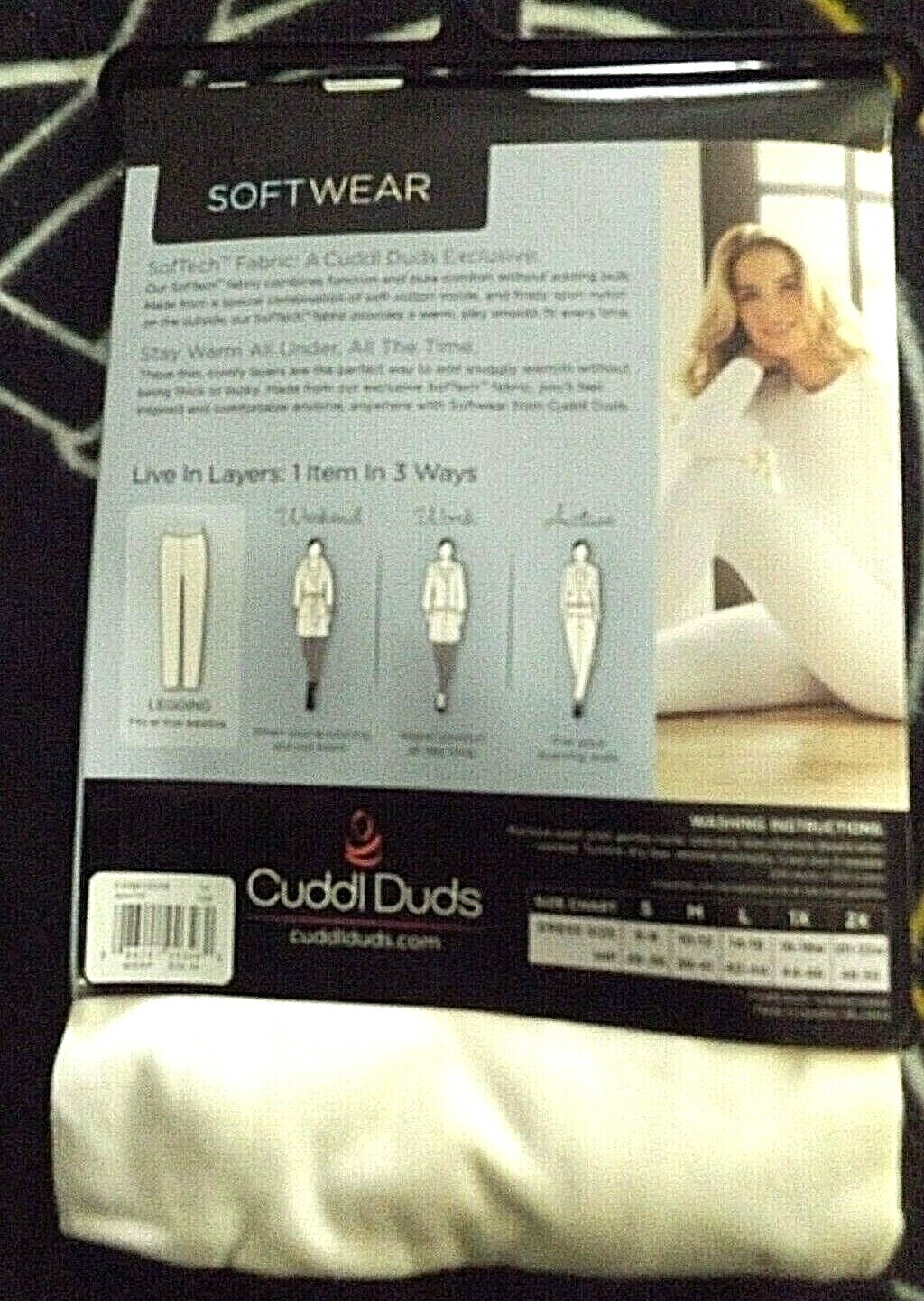 NEW IN PACKAGING-WOMENS CUDDL DUDS LEGGING PANTS-SOFTWEAR-WHITE-SIZE 1X