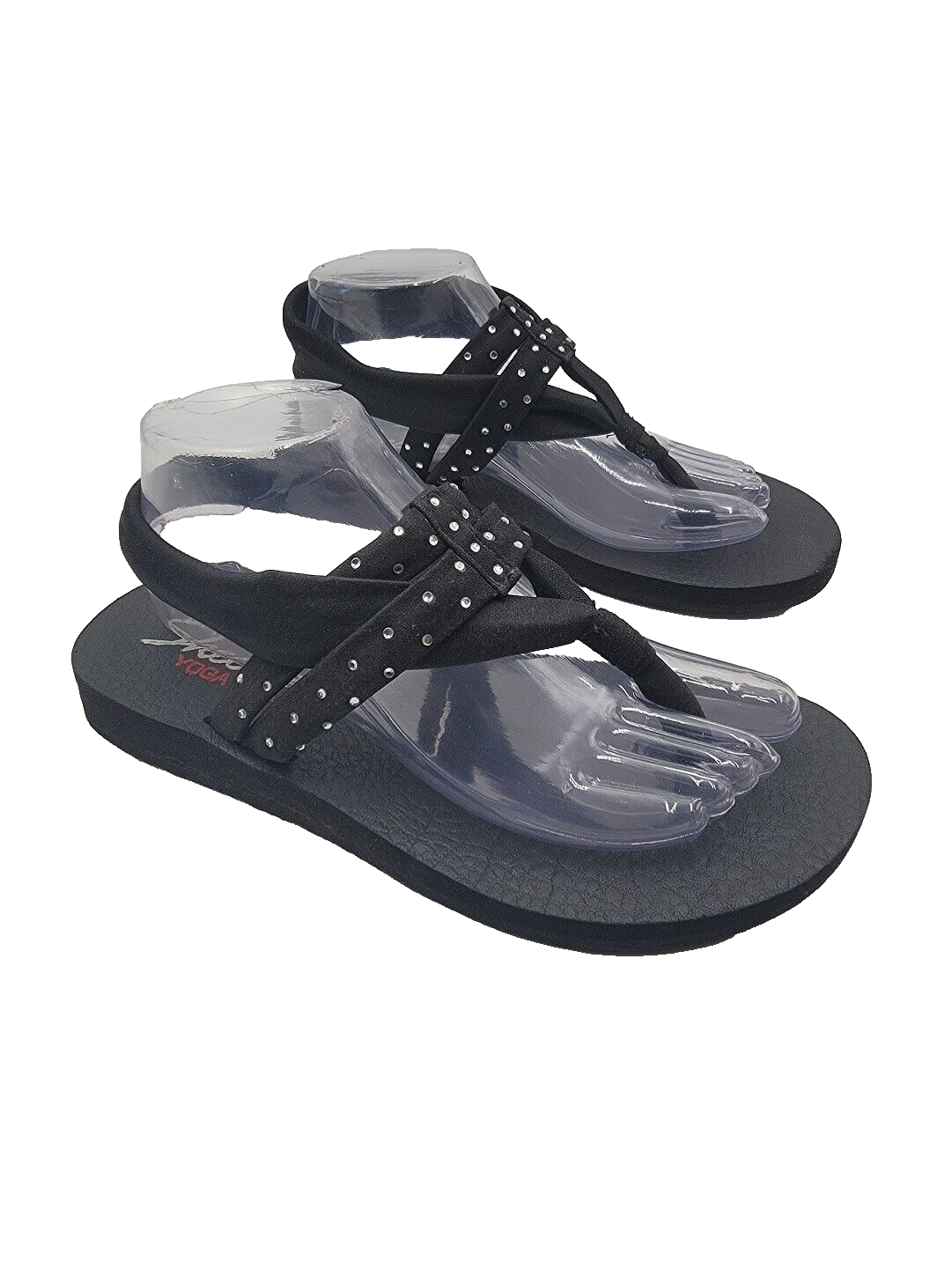 SKECHERS Yoga Foam ブラックサンダル Skechers Women's Sz 8 Yoga Foam Flip Flops Black Thong