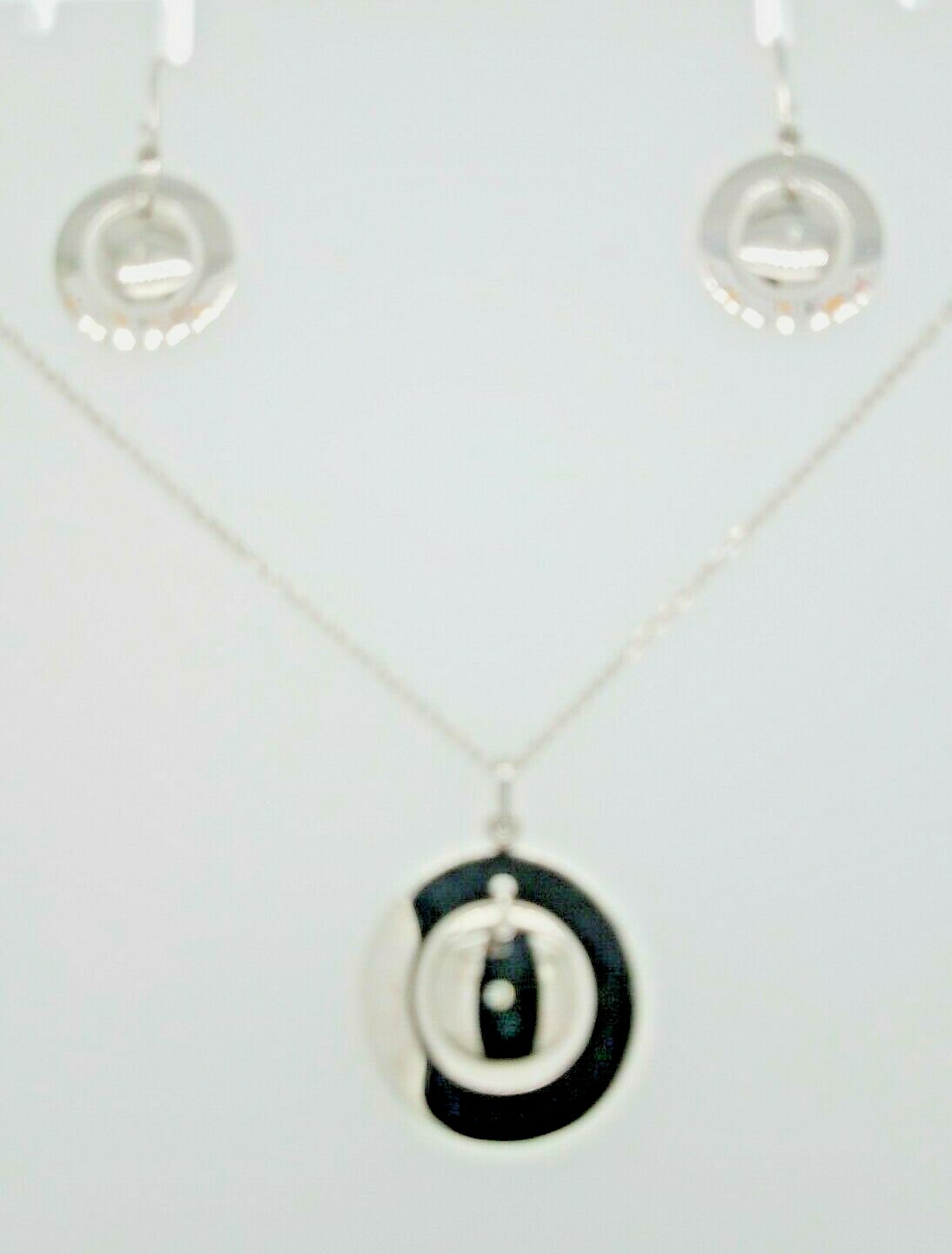 Sterling Silver Diamond Necklace and Earring Set