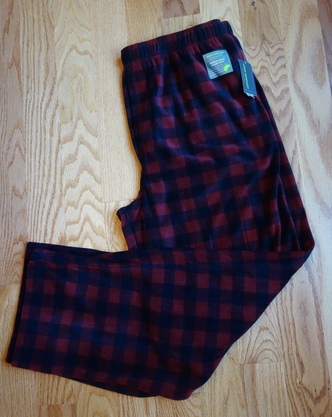 NWT John Bartlett Statements Mens L Lounge/Sleep Pants Red Plaid Microfleece $34