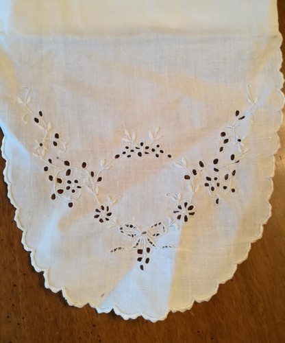 Vintage Embroidered  Madeira Linen Napkin Cozy/ Holder White on White