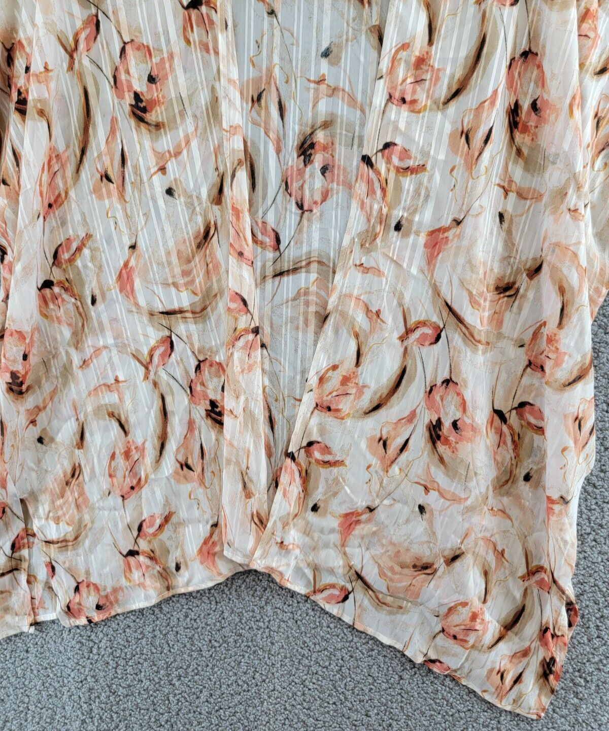 Anne Klein Printed Open-Front Kimono Cardigan Women's L/XL Multi Long Sleeve - Picture 3 of 13