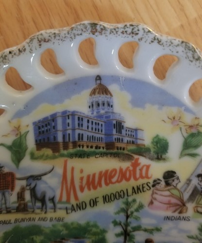 Minnesota Land of 10000 Lakes 1930's Mini Plate Indians rare!