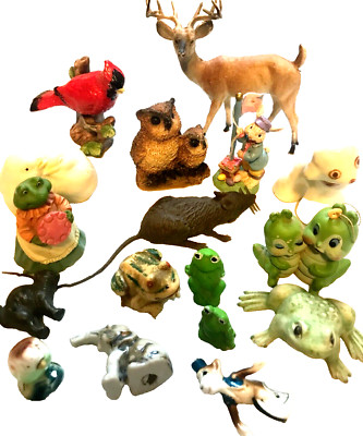 VINTAGE ASSORTED LOT 17 MINI & SMALL ANIMAL FIGURINES