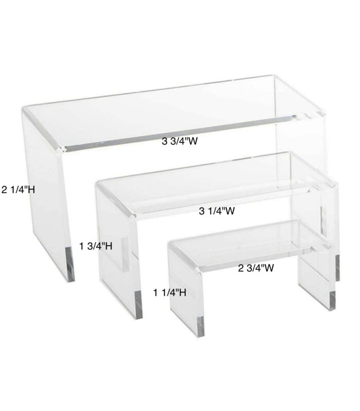 Clear Acrylic Riser Jewelry Showcase Fixture Counter Display Riser Set Of 3