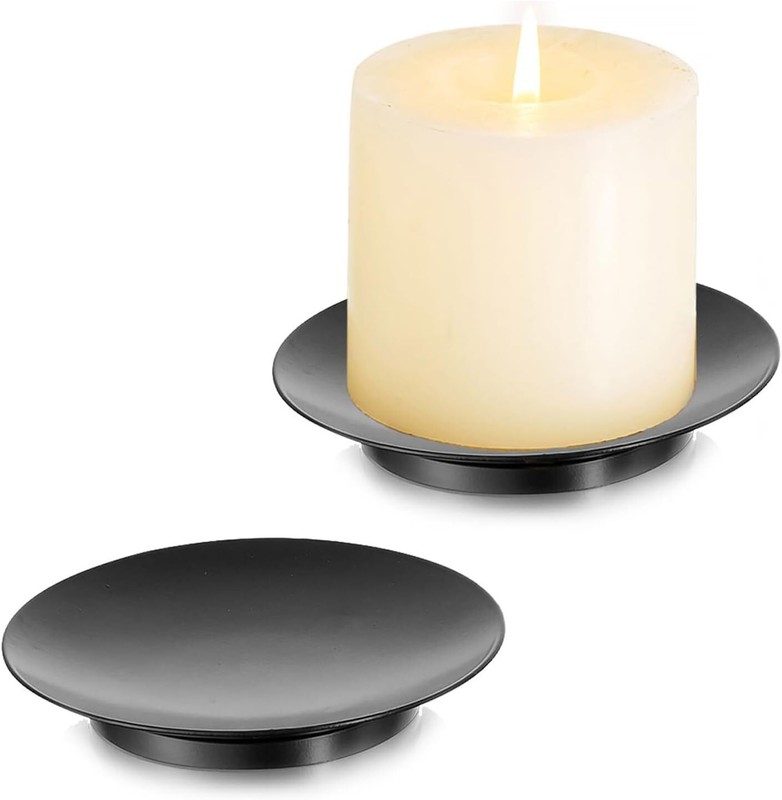 - Black Candle Holders For Pillar Candles, Set Of 2