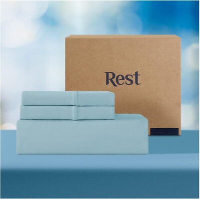 REST Evercool+ Starter Sheet Set, 3 PCS with No Flat Sheet, Cooling Sheets Blue