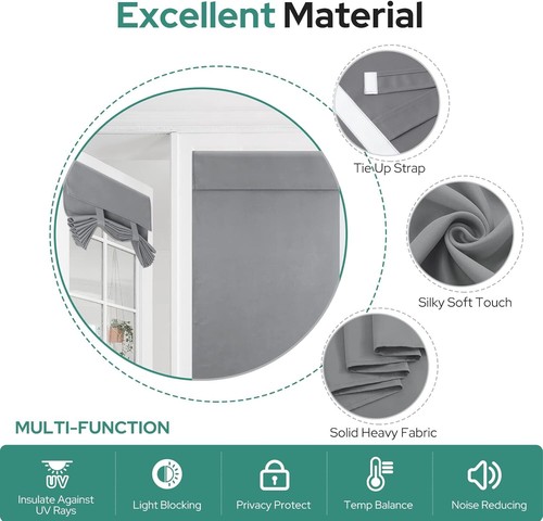 HOMEIDEAS French Blackout Door Window Curtains, W26" X L40", B-light Grey 