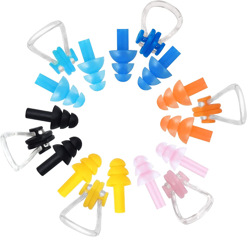 Silicone Swimming Earplugs Nose Clip Plugs Waterproof Surfing Bathe Sport Protec