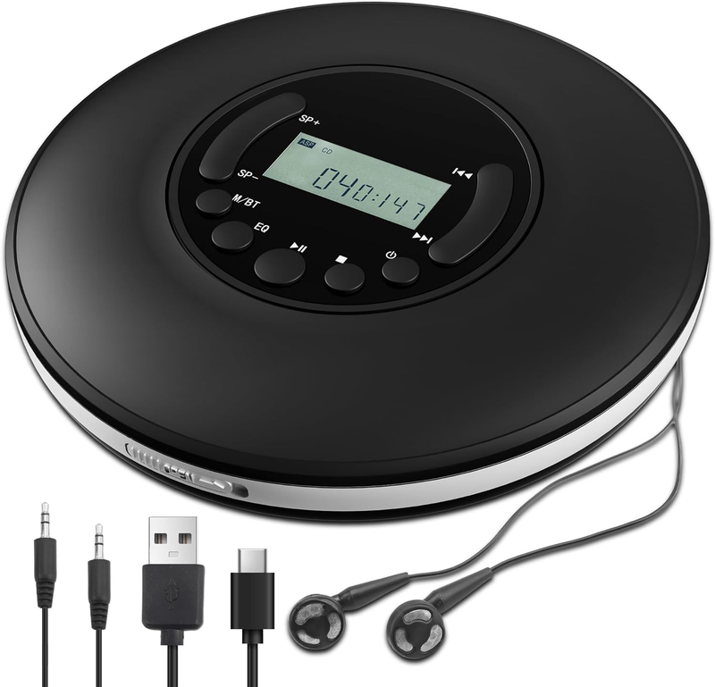 Portable, Discman With Stereo Earbuds And Bluetooth Output, 