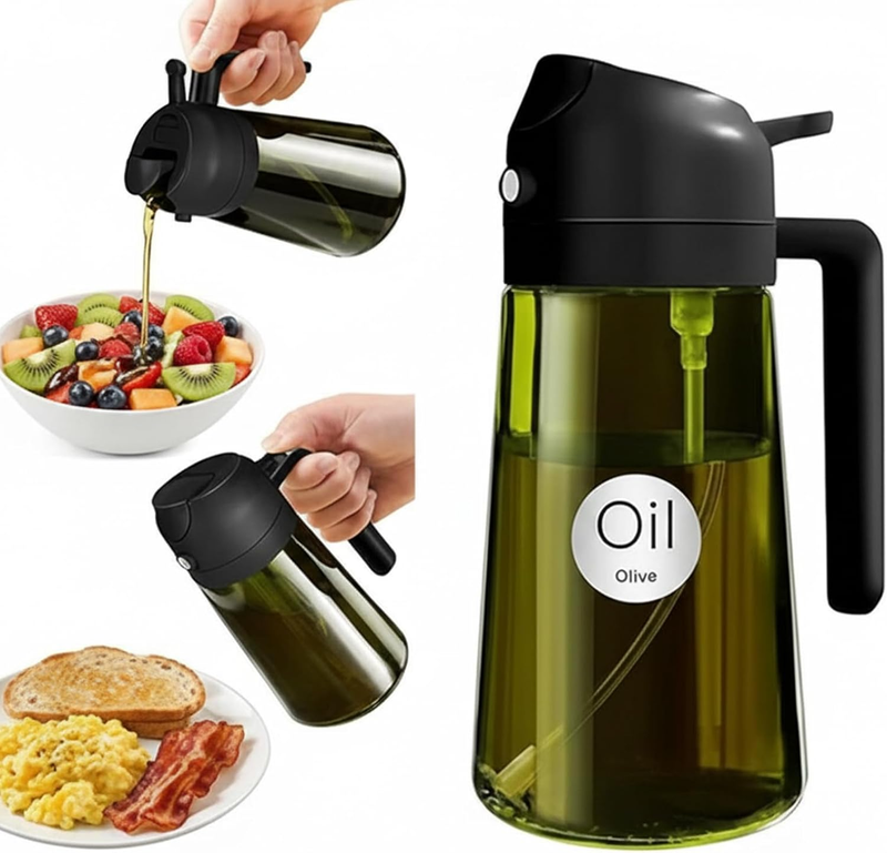 16Oz/470Ml Light-Blocking Dark Oil Sprayer for Cooking, 2 in 1 Olive Oil Dispens