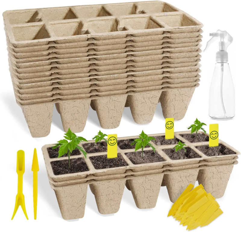 100 Cells Seed Starter Tray, 10 Pack Seed Starter Kit for Planting Seeds, Biodeg