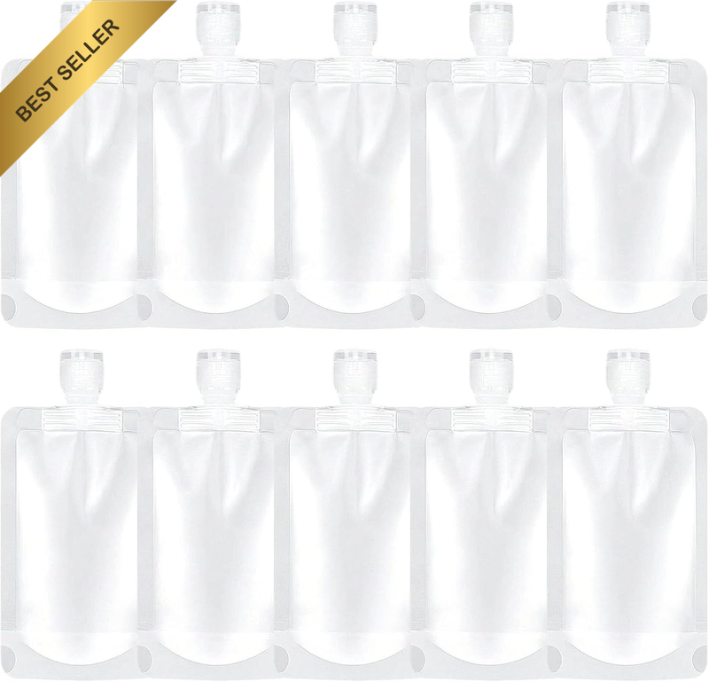 10 Pcs100Ml Travel Toiletries Pouches Set,Refillable, Portable Stand-Up for Sham