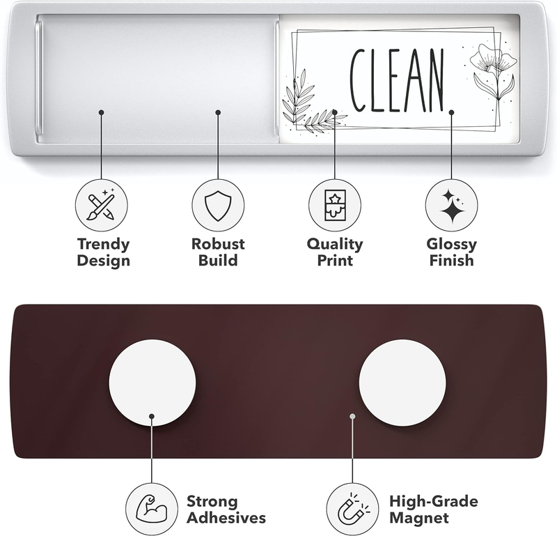 Stylish Dishwasher Magnet Clean Dirty Sign - 2" by 7" - Ideal Clean Dirty Magnet