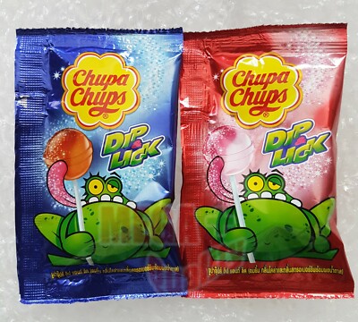 2 x 9g Chupa Chups Lollipop Candy Lick Dip with Sugar Powder
