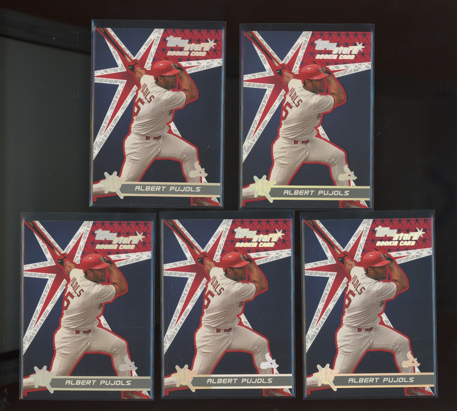2001 Topps Stars #198 Albert Pujols RC Rookie Lot Of 5