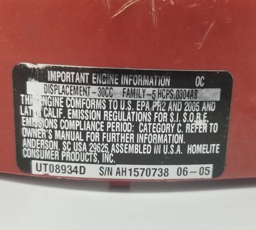 Homelite UT08934D Vac Attack II Blower/Vac OEM THROTTLE LEVER & TRIGGER ASSEMBLY