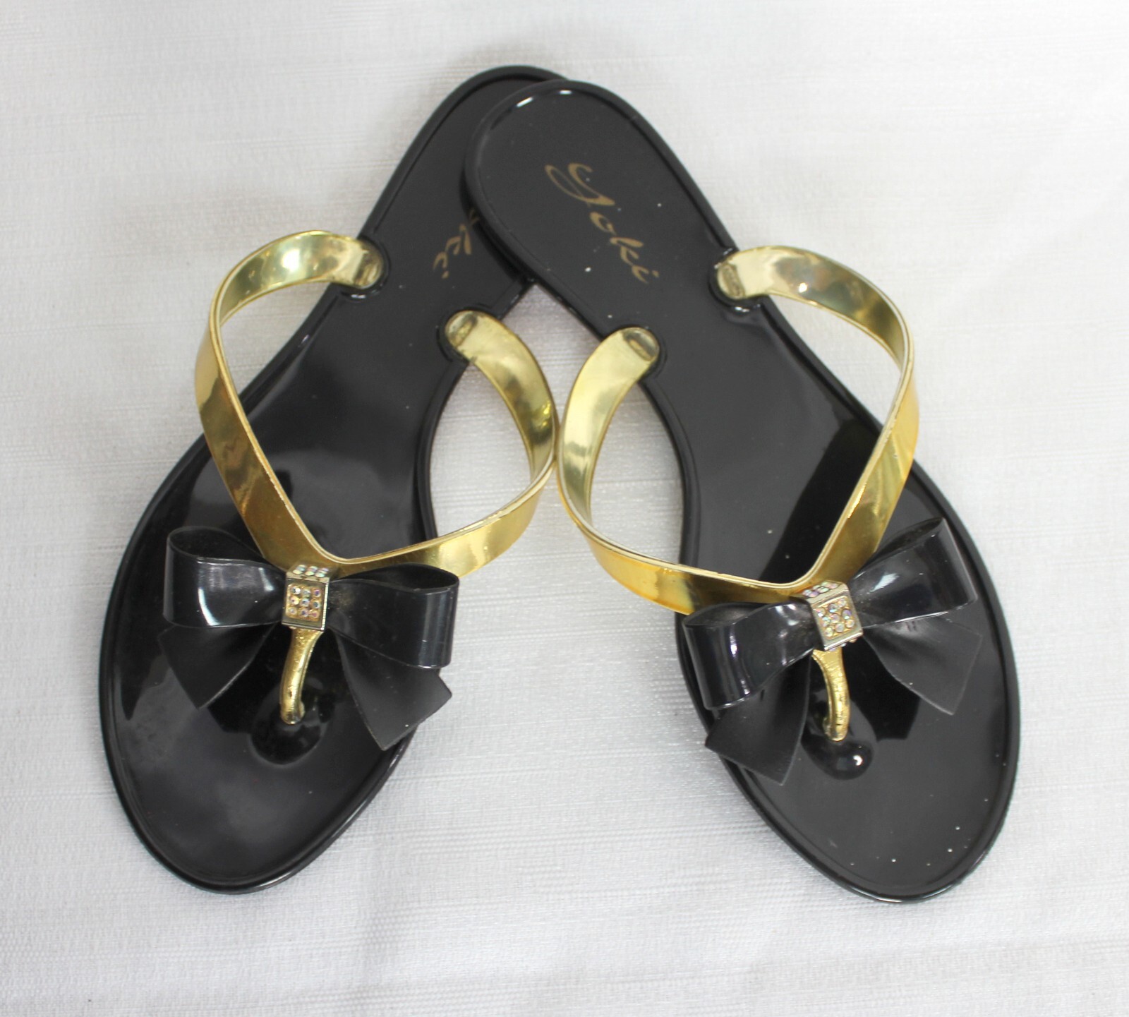 Yoki Women's Flip Flop Sandals Black/Gold Size 38 | eBay