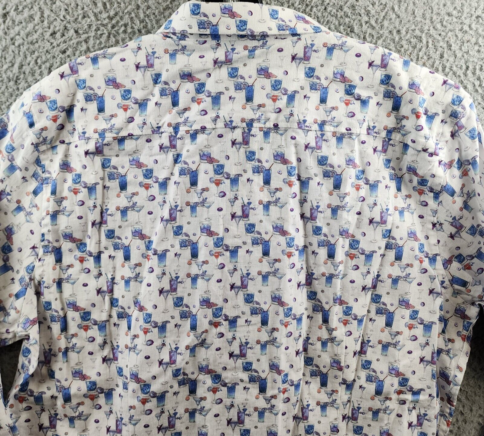 Robert Graham Linen Blend Button Front Shirt Men's L Blue Hawaiian Long Sleeve - Picture 15 of 16