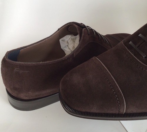 Pre-owned Ferragamo Salvatore  Seul Cap Toe Suede Oxfords (size 8 Eee) - $775.00 In Gray