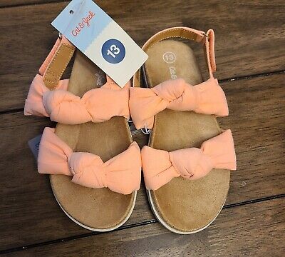 Cat and Jack Girls' Coral Pink Cate Footbed Sandals Size (13) NWT