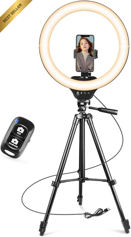 14" Ring Light with 50'' Extendable Tripod Stand, LED Circle Light with Phone Ho