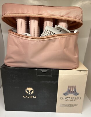 Calista Tools Ion Hot Rollers 12 Long 1'' Clips Stand Travel Case Pink Rare READ