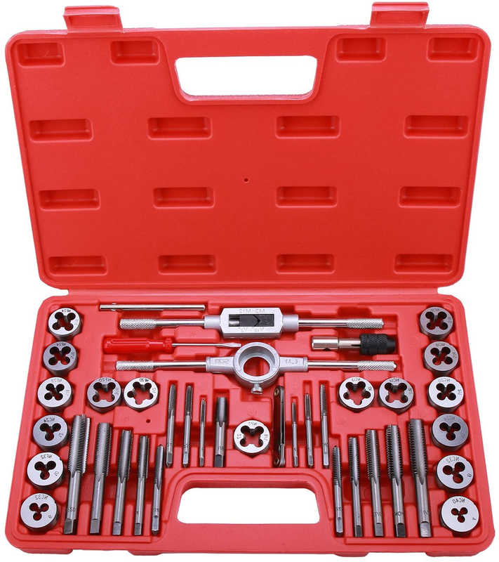 Tap And Die Combination Set Tungsten Steel Threading Metric SAE Tool Kit 40 PCS
