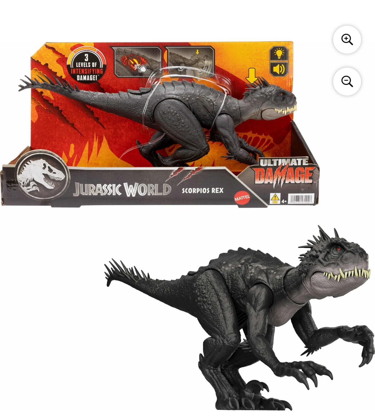 Jurassic 5 インスト (シールド) Mattel JURASSIC WORLD Damage! Shiny Scorpio Rex Approx. 36.9