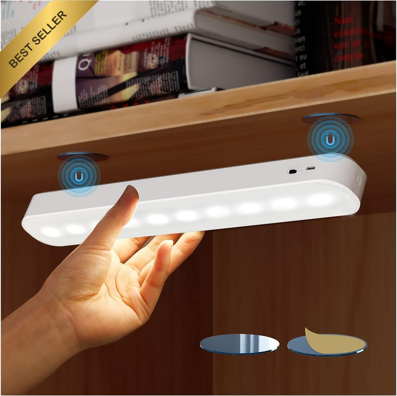 USB Rechargeable Closet Lights Dimmable LED Cabinet Light Bars 3 Color Modes