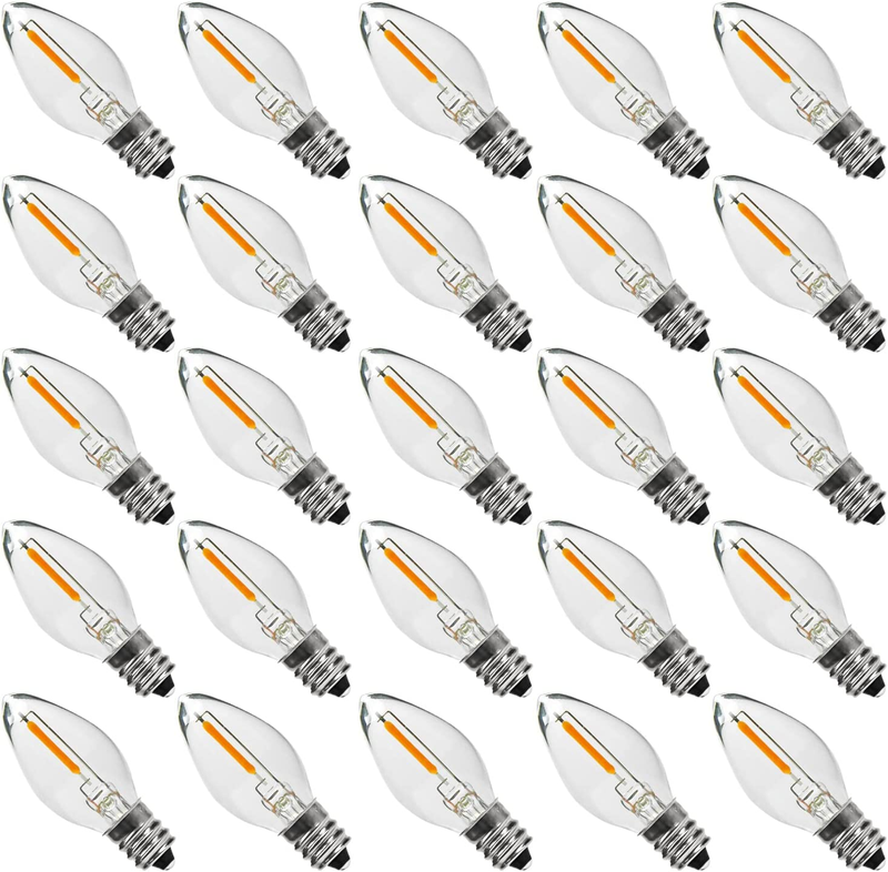 Austin Coast 25PACK LED Night Light Bulbs, C7 Candelabra LED Light Bulbs, E12 Ch
