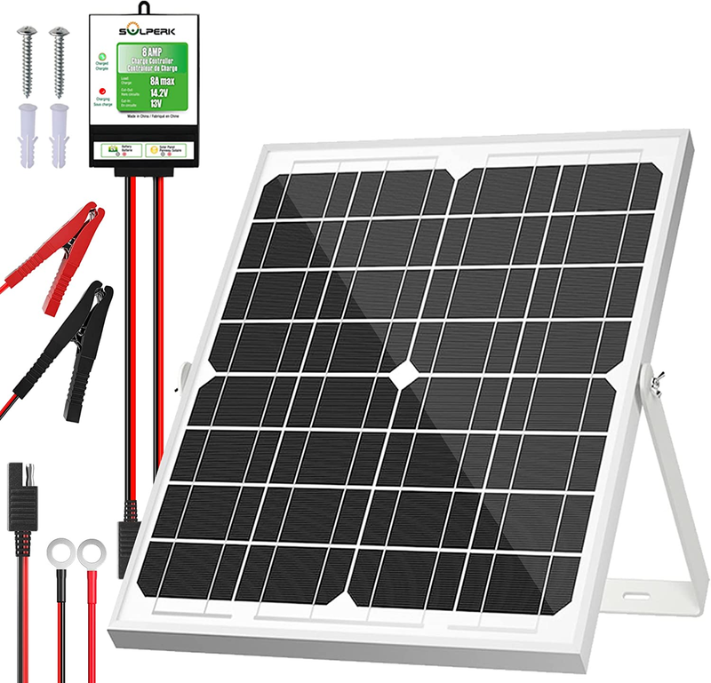SOLPERK Solar Panel Kit 20W 12V, Solar Battery Trickle Charger Maintainer + Upgr