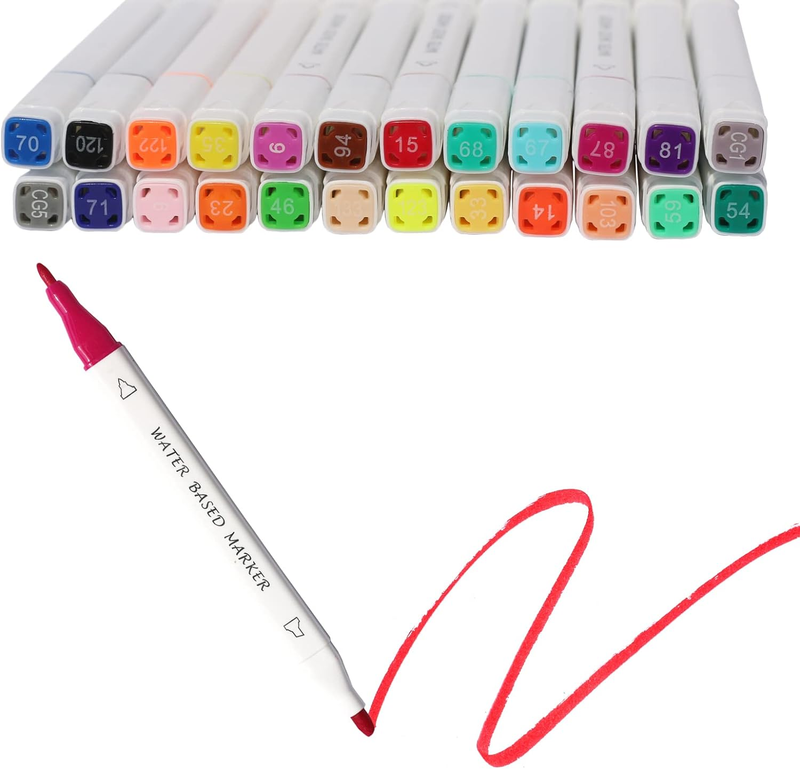 24 PCS Watercolor Based Double Head Marker Pens Stationery A