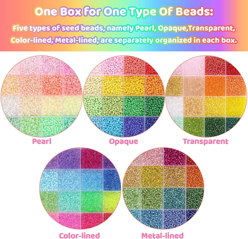 34000pcs+ 120 Colors 3mm Beads, Small Seed Beads for Making Jewellery, Friendshi