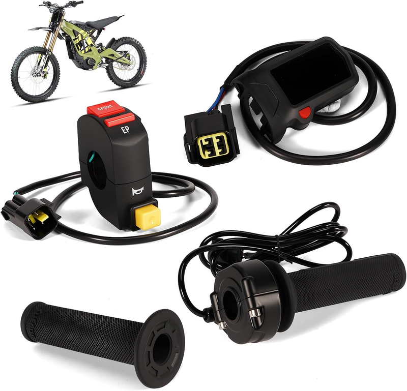 Throttle Control Grip Set with Digital Speedometer & Brake Safety Switch Compatible with Surron Light Bee LBX/LBS Electric Dirt Bike