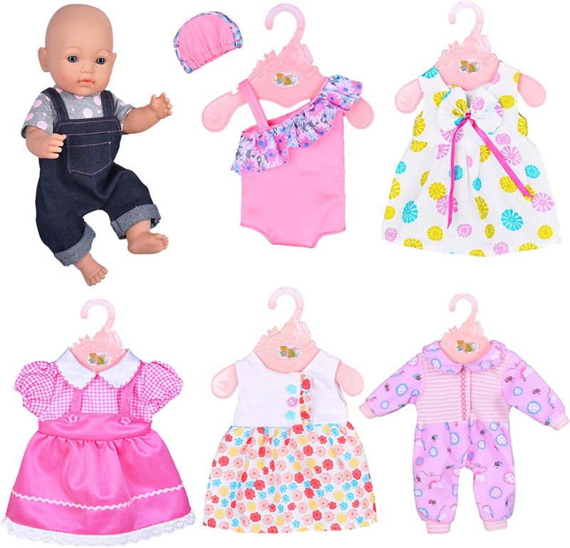6 Sets Doll Clothes Outfits for 43Cm New Born Baby Dolls, 15Inch Baby Dolls, Ame